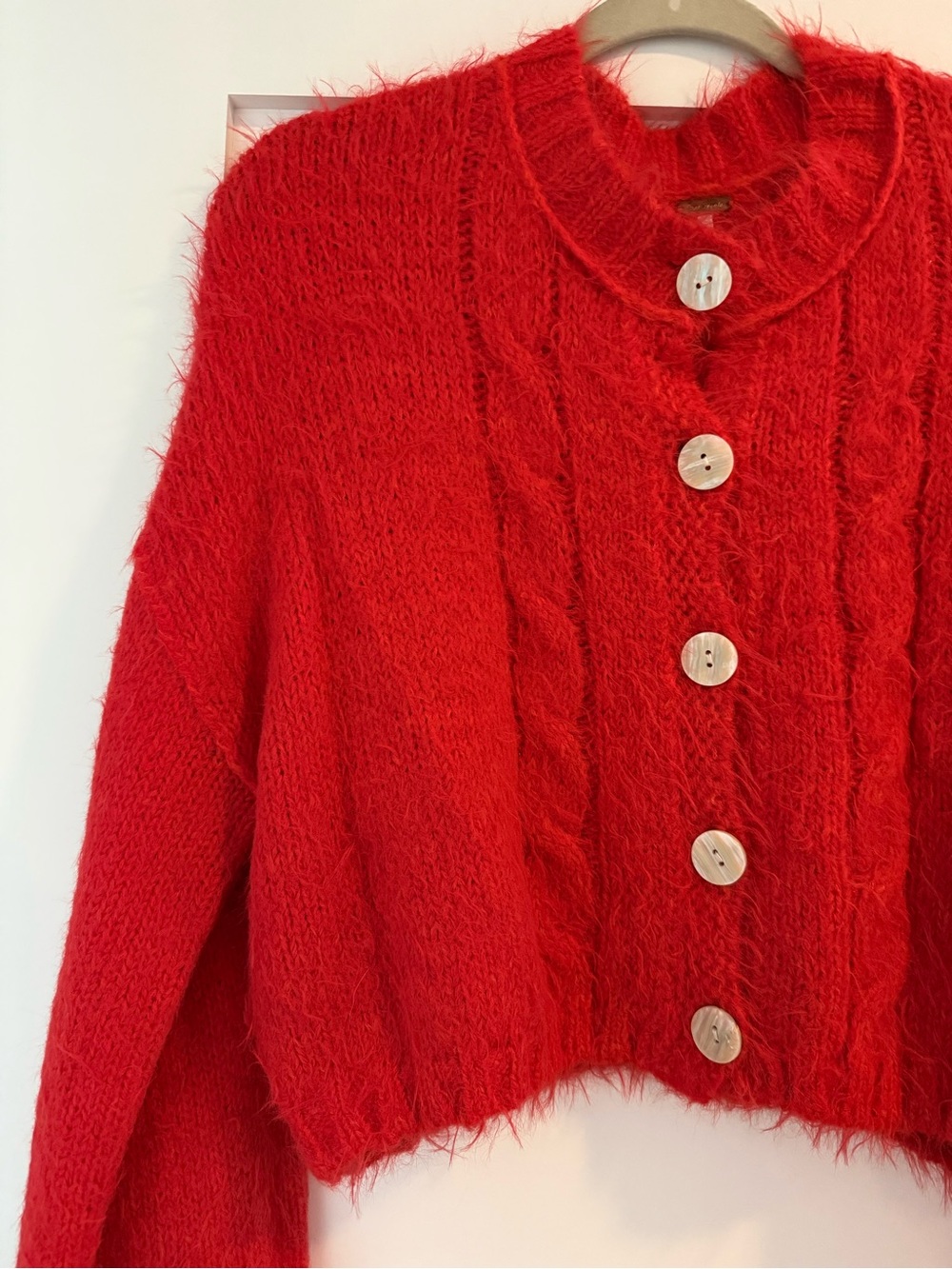 Free People Red Button-Front Cardigan - Picture 3 of 4